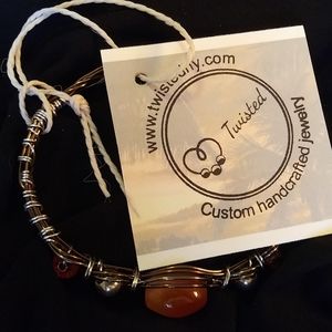 Copper and Pewter handcrafted Carnelian Bracelet